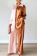 Coffee Fashion Elegant Letter Print Patchwork Turndown Collar Long Sleeve Two Pieces