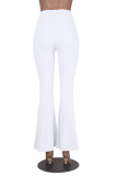 Pink Fashion Solid Patchwork Boot Cut High Waist Speaker Solid Color Bottoms