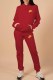 Red Fashion Casual Print Letter Hooded Collar Long Sleeve Two Pieces