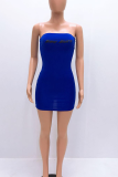 Red Sexy Print Patchwork Strapless Pencil Skirt Dresses