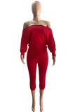Red Fashion Casual Solid Patchwork Backless Oblique Collar Regular Romper
