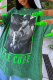 Green Fashion Print Patchwork O Neck T-Shirts