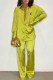 Yellow Fashion Casual Print Letter Turndown Collar Long Sleeve Two Pieces