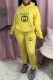 Yellow Fashion Street Print Letter Hooded Collar Long Sleeve Two Pieces