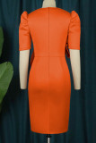 Pink Elegant Solid Patchwork Flounce V Neck Evening Dress Dresses