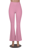 Pink Fashion Solid Patchwork Boot Cut High Waist Speaker Solid Color Bottoms