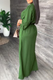 Brown Casual Solid Patchwork V Neck Straight Dresses