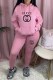 Pink Fashion Street Print Letter Hooded Collar Long Sleeve Two Pieces