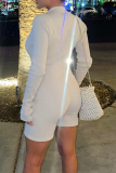 Light Apricot Sexy Solid Hollowed Out V Neck Skinny Rompers