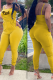 Yellow Fashion Print Patchwork Spaghetti Strap Skinny Jumpsuits