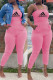 Pink Fashion Sexy Print Letter Spaghetti Strap Jumpsuits