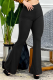 Black Fashion Solid Patchwork Boot Cut High Waist Speaker Solid Color Bottoms