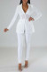 White Sexy Solid Patchwork Zipper Turn-back Collar Long Sleeve Two Pieces