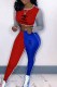 Red Fashion Casual Print Patchwork Letter O Neck Long Sleeve Two Pieces