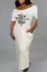 Milky Fashion Casual Print Letter V Neck One Step Skirt Dresses