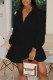Black Casual Solid Patchwork Buckle Fold Turndown Collar A Line Dresses