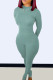Gray Green Fashion Casual Solid Basic O Neck Long Sleeve Two Pieces