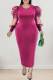 Purple Casual Solid Patchwork O Neck Straight Plus Size Dresses