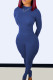 Blue Fashion Casual Solid Basic O Neck Long Sleeve Two Pieces