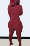 Blue Fashion Casual Solid Basic O Neck Long Sleeve Two Pieces