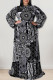 Black Fashion Casual Print Patchwork O Neck Straight Plus Size Dresses