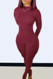 Blue Fashion Casual Solid Basic O Neck Long Sleeve Two Pieces