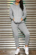 Grey Fashion Casual Solid Patchwork Hooded Collar Long Sleeve Two Pieces