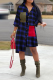Blue Casual Plaid Patchwork Turndown Collar Shirt Dress Dresses