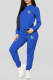 Blue Fashion Print Patchwork Hooded Collar Long Sleeve Two Pieces