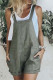 Green Fashion Street Solid Spaghetti Strap Straight Rompers