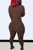 Blue Fashion Casual Solid Basic O Neck Long Sleeve Two Pieces