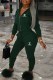 Ink Green Fashion Casual Print Letter Hooded Collar Long Sleeve Two Pieces