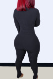 Blue Fashion Casual Solid Basic O Neck Long Sleeve Two Pieces