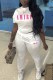 White Fashion Casual Print Letter O Neck Short Sleeve Two Pieces