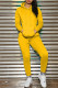 Yellow Fashion Casual Solid Patchwork Hooded Collar Long Sleeve Two Pieces