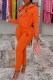 Orange Fashion Casual Print Letter Hooded Collar Long Sleeve Two Pieces