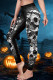 Black Fashion Casual Skull Head Print Patchwork Skinny High Waist Pencil Trousers