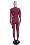 Blue Fashion Casual Solid Basic O Neck Long Sleeve Two Pieces