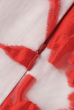 Red Elegant Embroidery Embroidered Patchwork V Neck Evening Dress Dresses