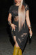 Black Sexy Solid Hollowed Out Patchwork Hooded Collar Straight Dresses