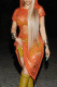 Orange Sexy Solid Hollowed Out Patchwork Hooded Collar Straight Dresses