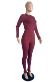 Blue Fashion Casual Solid Basic O Neck Long Sleeve Two Pieces