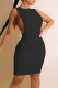 Black Fashion Sexy Solid Patchwork O Neck Sleeveless Dress Dresses