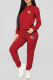 Red Fashion Print Patchwork Hooded Collar Long Sleeve Two Pieces