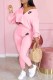 Pink Fashion Street Print Letter V Neck Long Sleeve Two Pieces