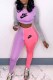 Pink Fashion Casual Print Patchwork Letter O Neck Long Sleeve Two Pieces
