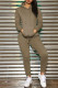 Olive Green Fashion Casual Solid Patchwork Hooded Collar Long Sleeve Two Pieces