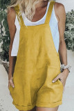 Yellow Fashion Street Solid Spaghetti Strap Straight Rompers