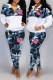 Blue Fashion Casual Camouflage Print Patchwork Zipper Collar Long Sleeve Two Pieces