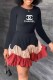 Black Red Fashion Elegant Print Patchwork Letter O Neck Princess Dresses